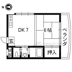 エントピア車折 1DKの間取図画像