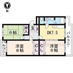 ポンパプラザ2 3DKの間取図画像