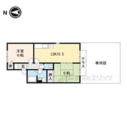 エーデルハイム千代川B棟 2LDKの間取図画像