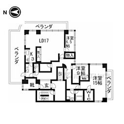 プルーリオン上桂 3LDKの間取図画像