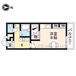 レオパレスForest桂坂 1Kの間取図画像