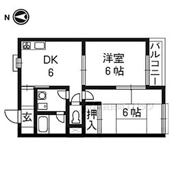 メゾンドボワ1 2DKの間取図画像