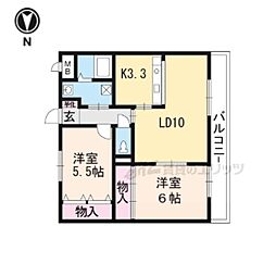 シャルマングレーヌ 2LDKの間取図画像