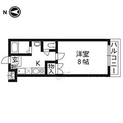 龍安寺コープ 1Kの間取図画像
