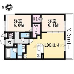 Bnext嵯峨 2LDKの間取図画像