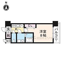 エステムコート京都西大路 1Kの間取図画像