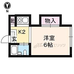 第一中原グリーンハイツ 1Kの間取図画像