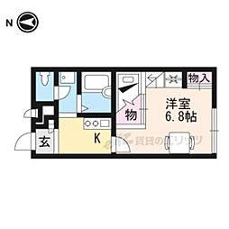 レオパレス嵯峨野 1Kの間取図画像