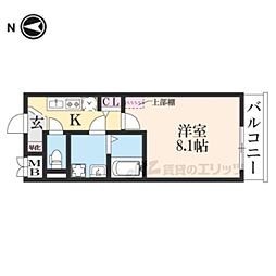 nukumori西京極 1Kの間取図画像