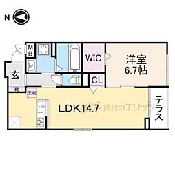 エスポワールV 1LDKの間取図画像