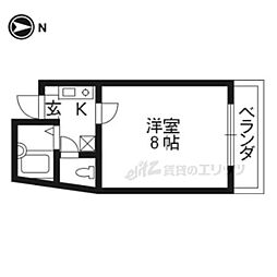 パープルゲート 1Kの間取図画像