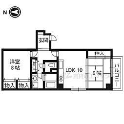アルカンシエル御所 2LDKの間取図画像