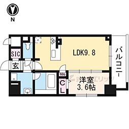 エクラージュ御池 1LDKの間取図画像