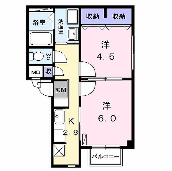 ウイングパレス 102｜愛知県名古屋市中川区法華西町４丁目(賃貸アパート2K・1階・36.74㎡)の写真 その2