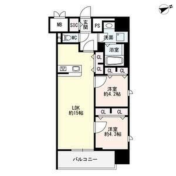 ザ・シンフォニア新栄THE SINFONIA SHINSA 809｜愛知県名古屋市中区新栄２丁目(賃貸マンション2LDK・8階・57.85㎡)の写真 その2