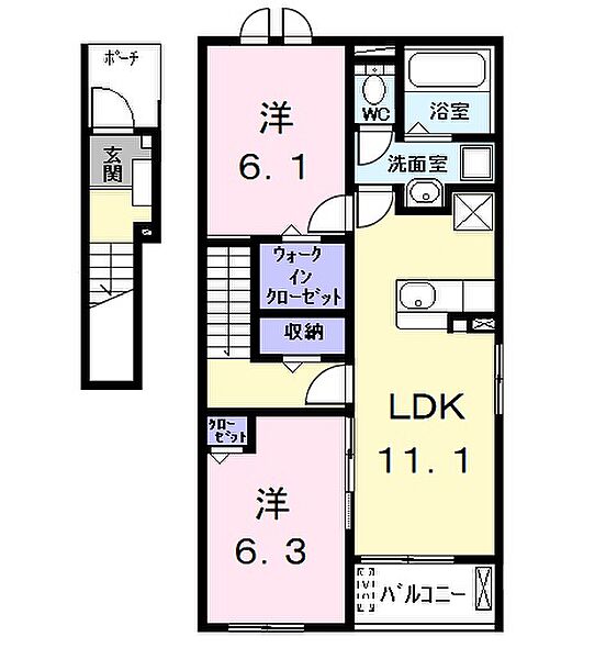 ガーデンプラザ 201｜愛知県名古屋市中川区万場４丁目(賃貸アパート2LDK・2階・58.57㎡)の写真 その2