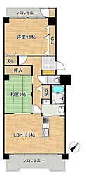 藤和さやまハイタウンB棟 2LDKの間取図画像
