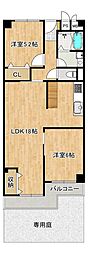 エバーグリーン第2住吉 2LDKの間取図画像