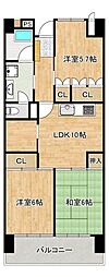 大阪マリンハイツ1号館 3LDKの間取図画像