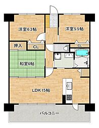 エバーランドシティ新・泉北5番館 3LDKの間取図画像