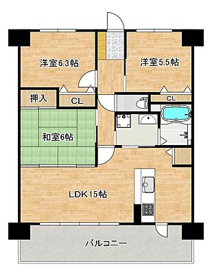 間取り エバーランドシティ新・泉北５番館 6階/-
