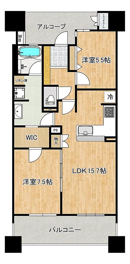2LDK 間取り