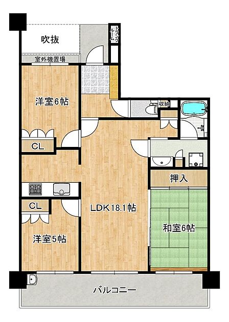 3LDK 間取り