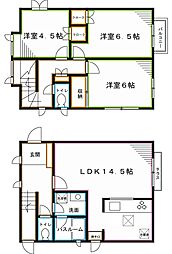 京王井の頭線 浜田山駅 徒歩2分の賃貸テラスハウス 3LDKの間取り