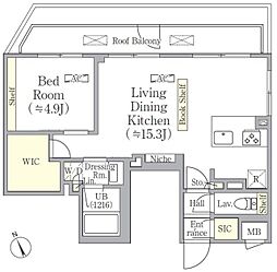 JR中央本線 西荻窪駅 徒歩7分の賃貸マンション 5階1LDKの間取り