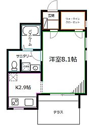 西武新宿線 井荻駅 徒歩4分の賃貸アパート 1階1Kの間取り