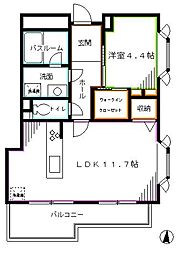 JR中央本線 荻窪駅 徒歩9分の賃貸マンション 3階1LDKの間取り