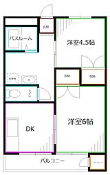 東京メトロ丸ノ内線 南阿佐ケ谷駅 徒歩13分の賃貸マンション 1階2DKの間取り