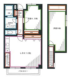 JR中央本線 西荻窪駅 徒歩16分の賃貸マンション 2階2LDKの間取り