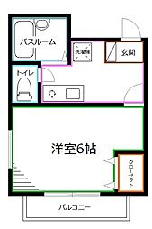 西武新宿線 鷺ノ宮駅 徒歩6分の賃貸アパート 2階1Kの間取り