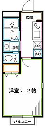 ステップ今川 2階1Kの間取り