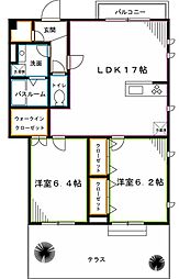 JR中央本線 荻窪駅 徒歩16分の賃貸マンション 1階2LDKの間取り