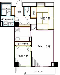JR中央本線 荻窪駅 徒歩2分の賃貸マンション 17階2LDKの間取り