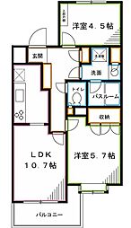 京王井の頭線 西永福駅 徒歩4分の賃貸マンション 3階2LDKの間取り