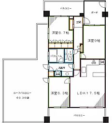 東京メトロ丸ノ内線 南阿佐ケ谷駅 徒歩4分の賃貸マンション 12階3LDKの間取り