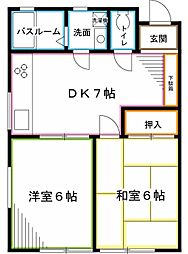 JR中央本線 西荻窪駅 徒歩13分の賃貸アパート 1階2DKの間取り