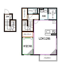 カーサフェリーチェ 1LDKの間取図画像