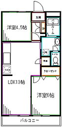 上鷺ロイヤルハイツ 2LDKの間取図画像