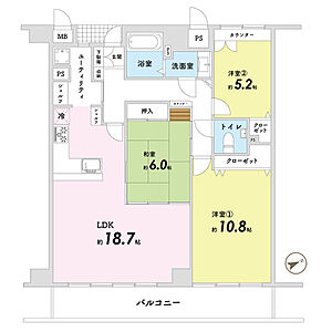 間取り:3LDK、主要採光面南東、専有面積96.99m2、1992年8月築 間取り:3LDK、主要採光面南東、専有面積96.99m2、1992年8月築