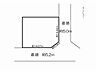 区画図：角地かつ南側・東側の2方向が道路に面しており、日当たりも◎