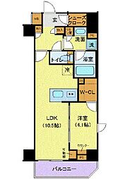 ジェノヴィア上野スカイガーデン 7階1LDKの間取り