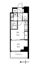 都営大江戸線 新御徒町駅 徒歩7分の賃貸マンション 2階1DKの間取り