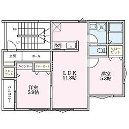 JR常磐線 三河島駅 徒歩6分の賃貸アパート 2階2LDKの間取り