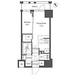 東京メトロ日比谷線 入谷駅 徒歩6分の賃貸マンション 3階1DKの間取り