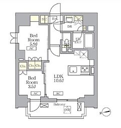 東京メトロ千代田線 湯島駅 徒歩5分の賃貸マンション 3階2LDKの間取り