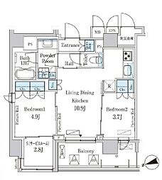 JR山手線 上野駅 徒歩7分の賃貸マンション 14階2SLDKの間取り